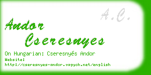 andor cseresnyes business card